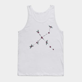 Cygnus (The Swan or Northern Cross) Constellation Roses and Hearts Doodle Tank Top